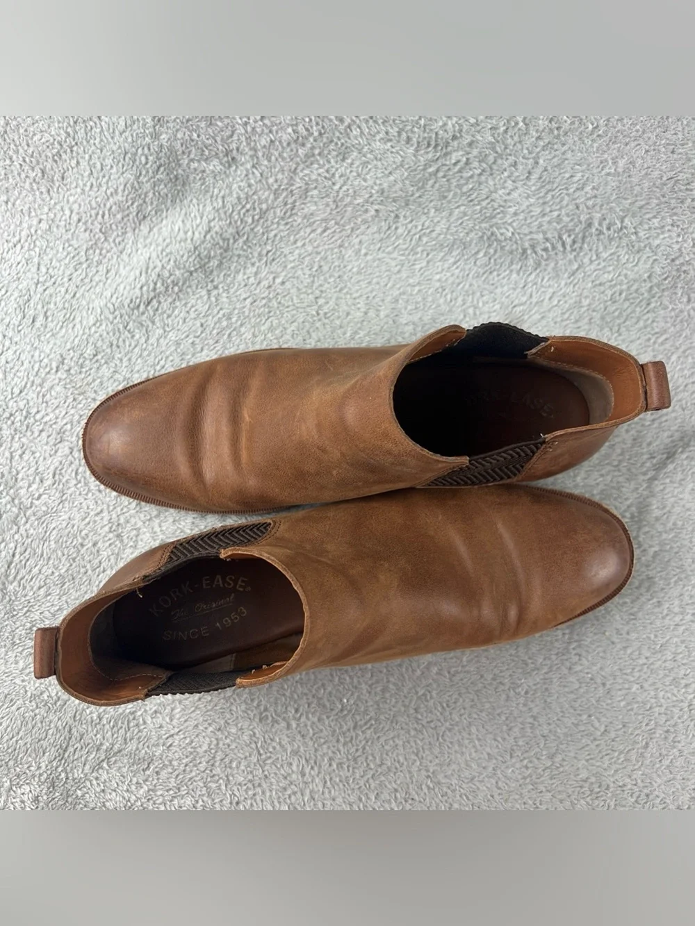 Kork Ease Boots Womens 9 M Kama Chelsea Ankle Bootie Brown Leather Low Heels - Picture 8 of 11